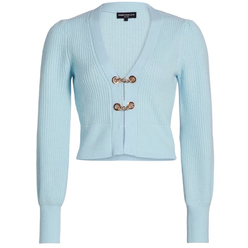Generation Love Monse Saddle Buckle Cardigan Merino Wool blue L